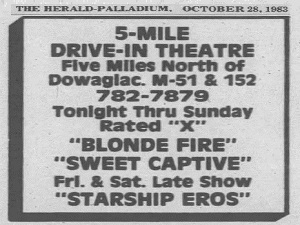 5-Mile Drive-In Ad 10/28/83