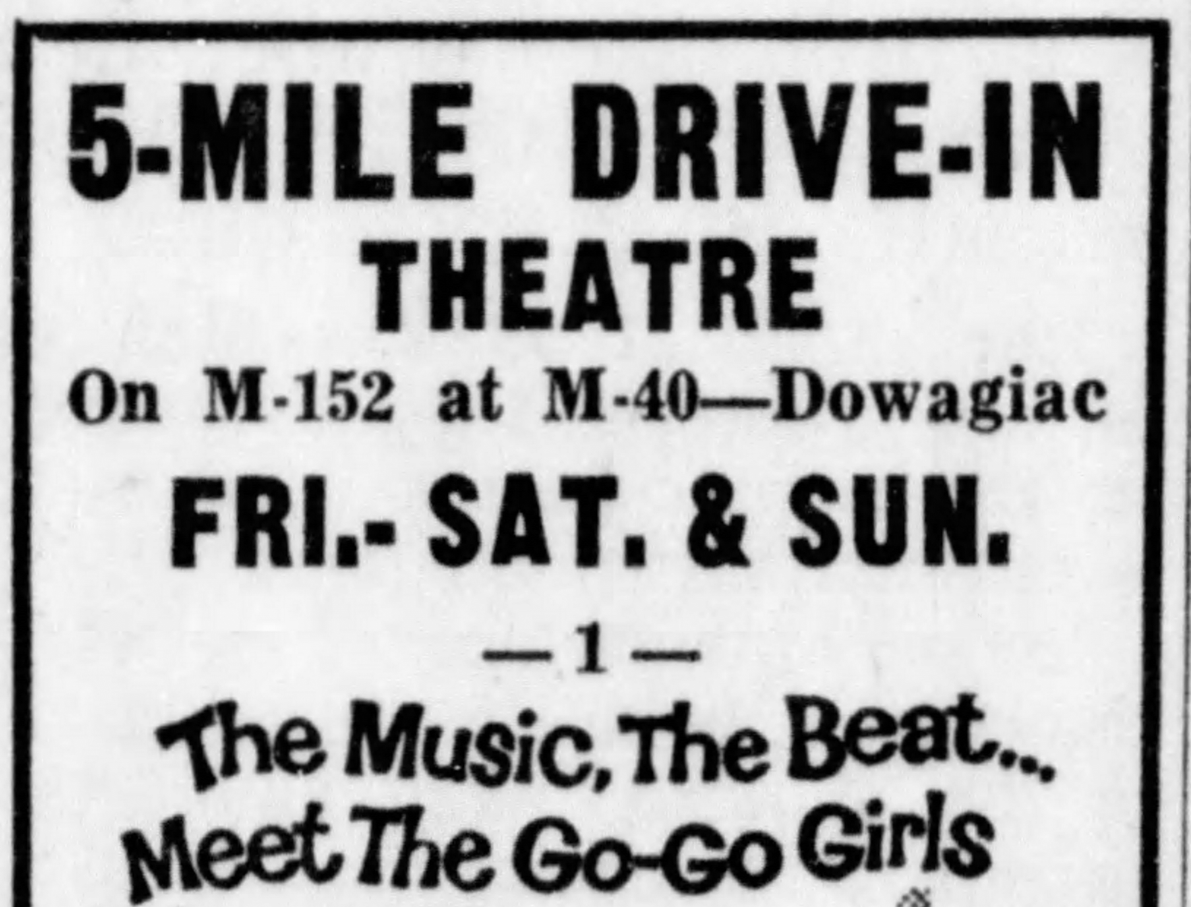 5-Mile Drive-In Ad 4/16/65