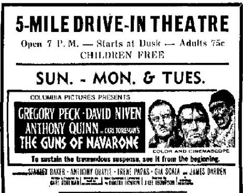 5-Mile Drive-In Ad 6/9/62