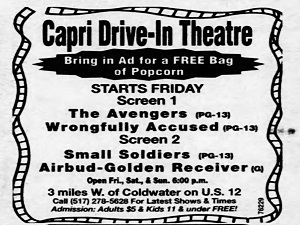 Capri Drive-In Ad 8/27/98