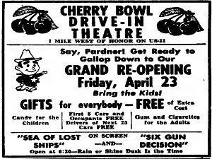 Cherry Bowl Ad 4/22/54